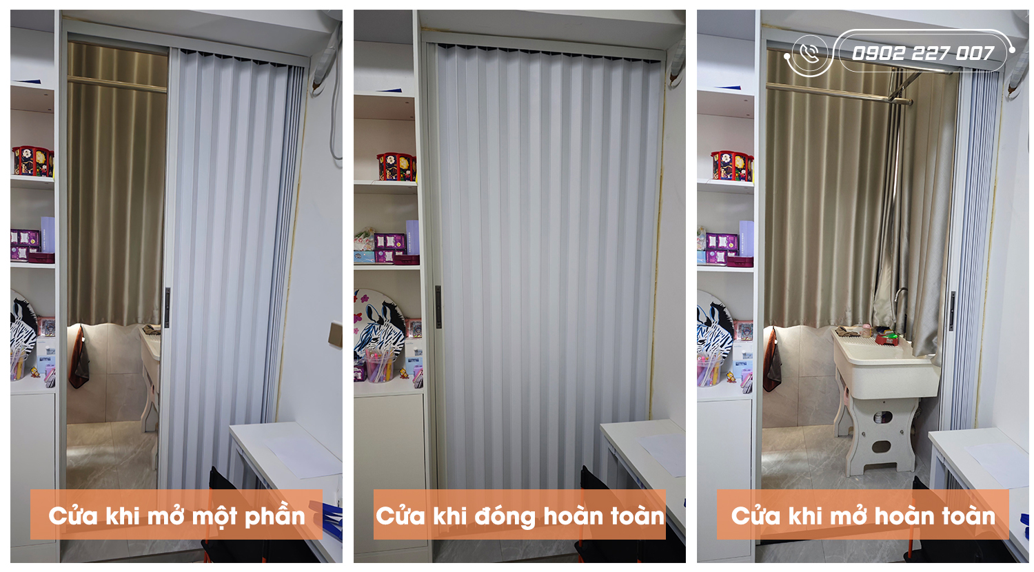 Cửa xếp nhựa dễ dàng kéo gọn