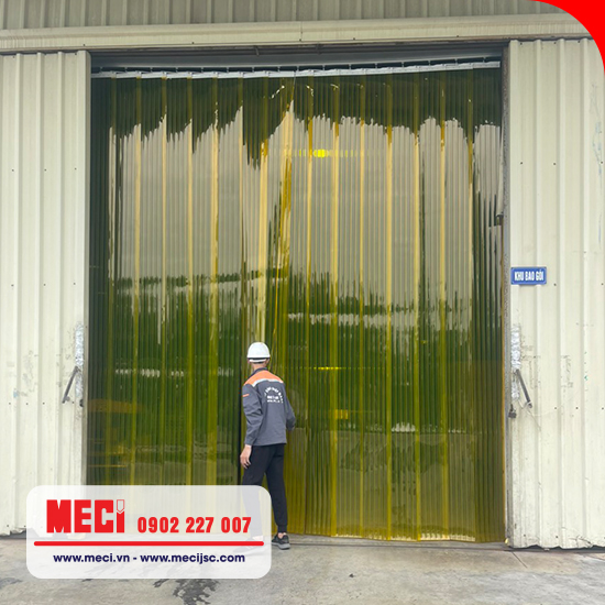 Rèm nhựa chống côn trùng vàng gân sóng đôi