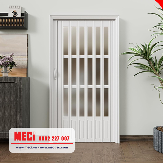 Cửa xếp nhựa pvc khung nhôm